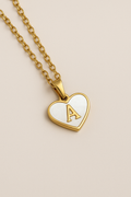 Personalized Heart Initial Necklace – A–Z Mother-of-Pearl Gold Pendant