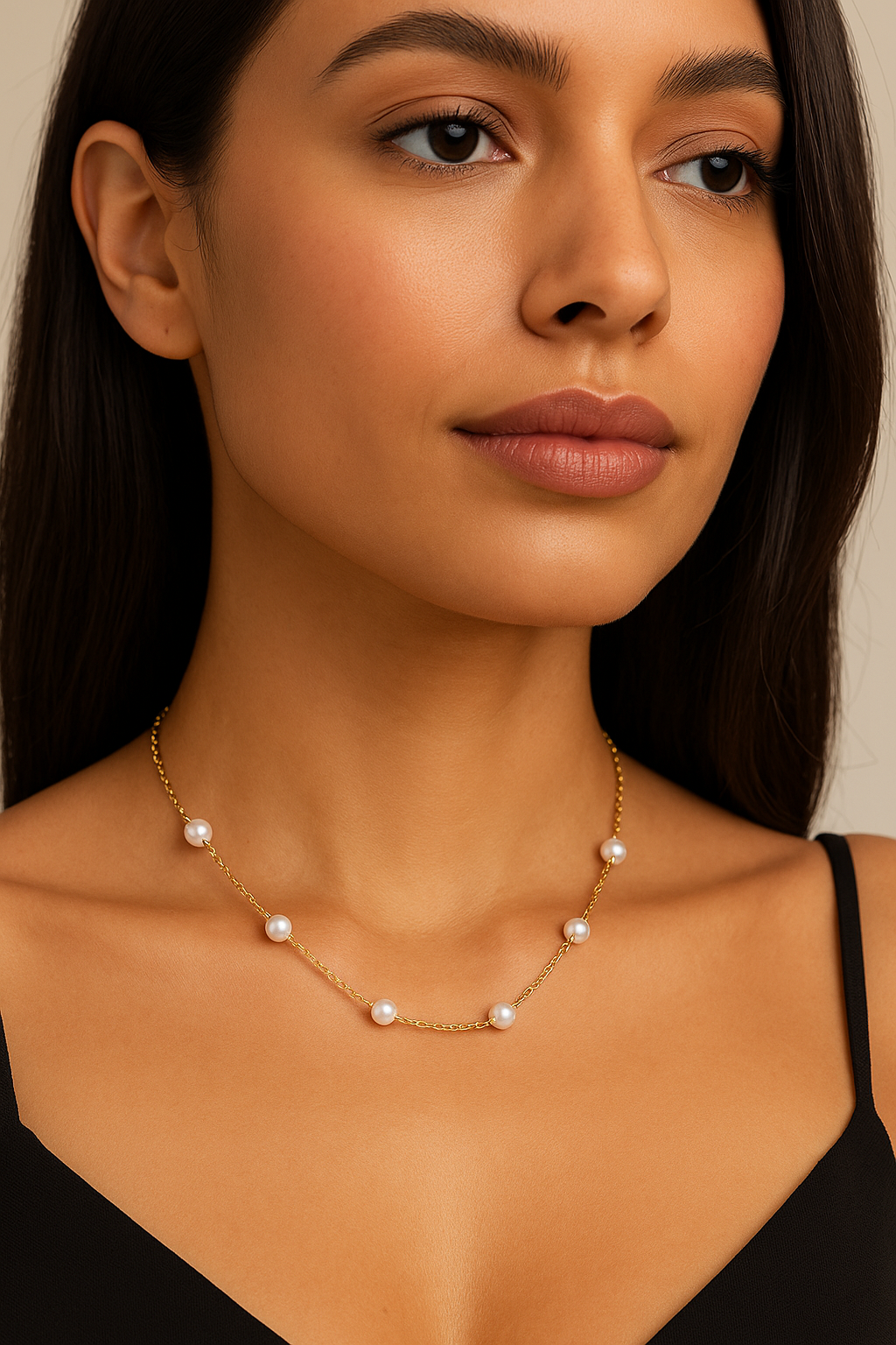 Golden Grace Pearl Chain Necklace – 18K Gold & Freshwater Pearls