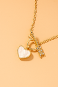 Cupid’s Arrow Heart Necklace – 18K Gold Mother-of-Pearl Pendant