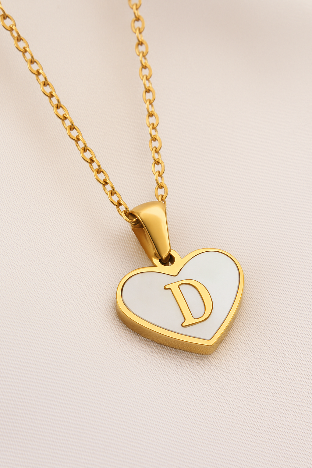 Personalized Heart Initial Necklace – A–Z Mother-of-Pearl Gold Pendant