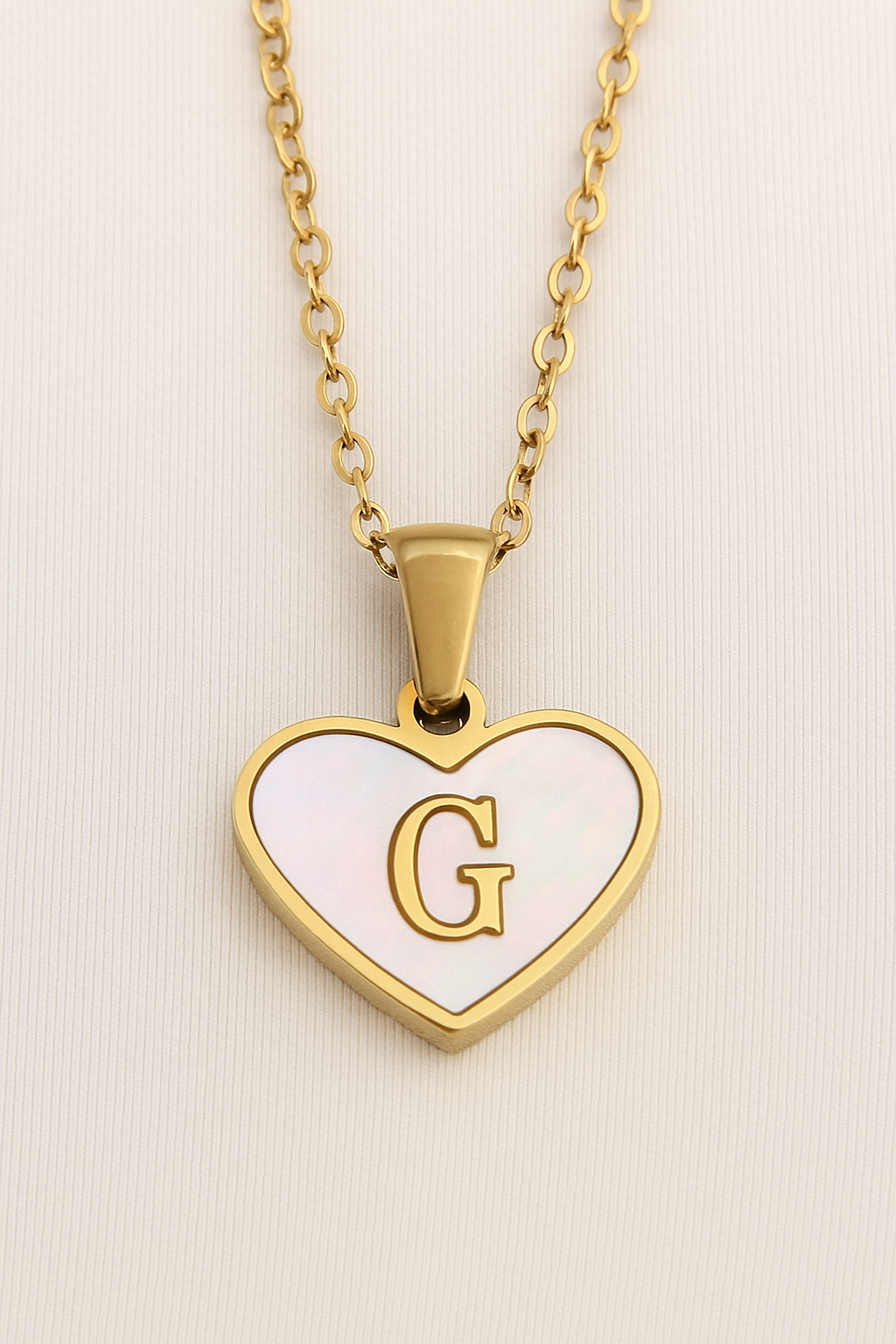 Personalized Heart Initial Necklace – A–Z Mother-of-Pearl Gold Pendant
