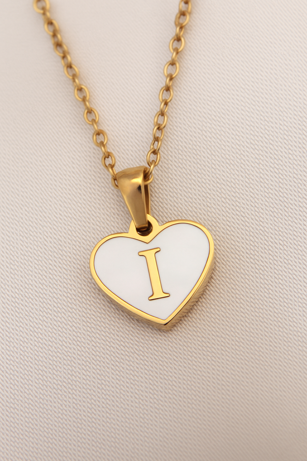 Personalized Heart Initial Necklace – A–Z Mother-of-Pearl Gold Pendant