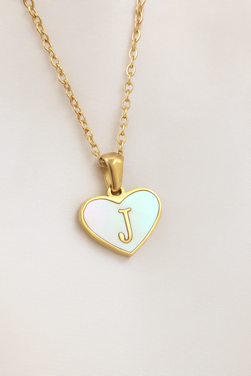 Personalized Heart Initial Necklace – A–Z Mother-of-Pearl Gold Pendant