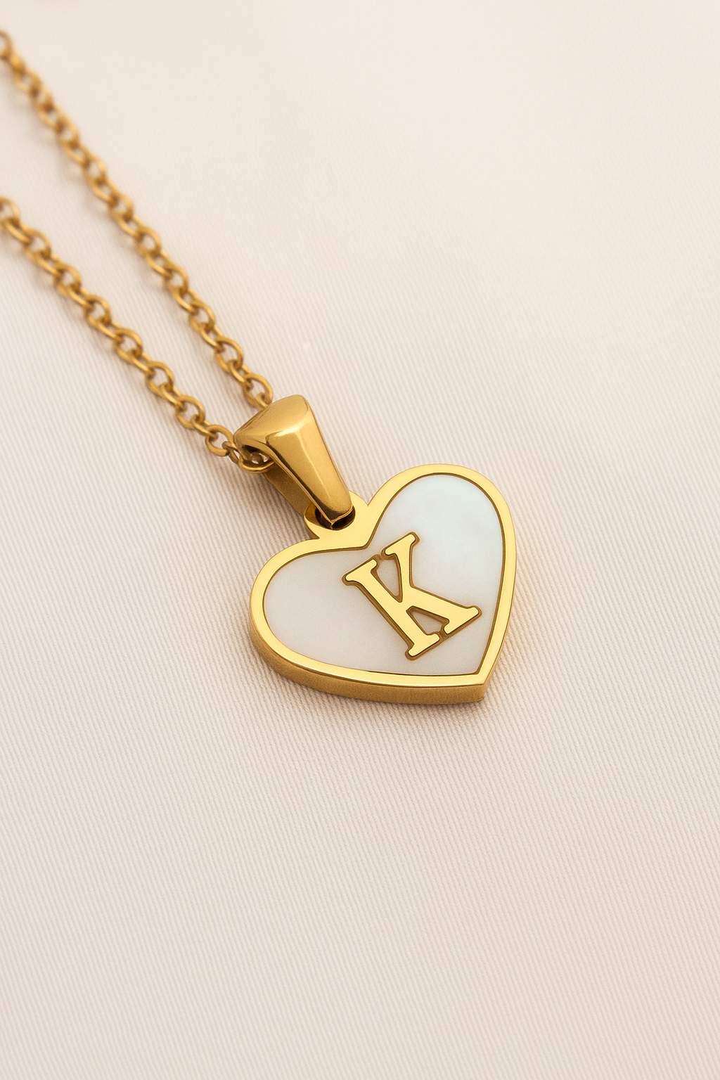 Personalized Heart Initial Necklace – A–Z Mother-of-Pearl Gold Pendant