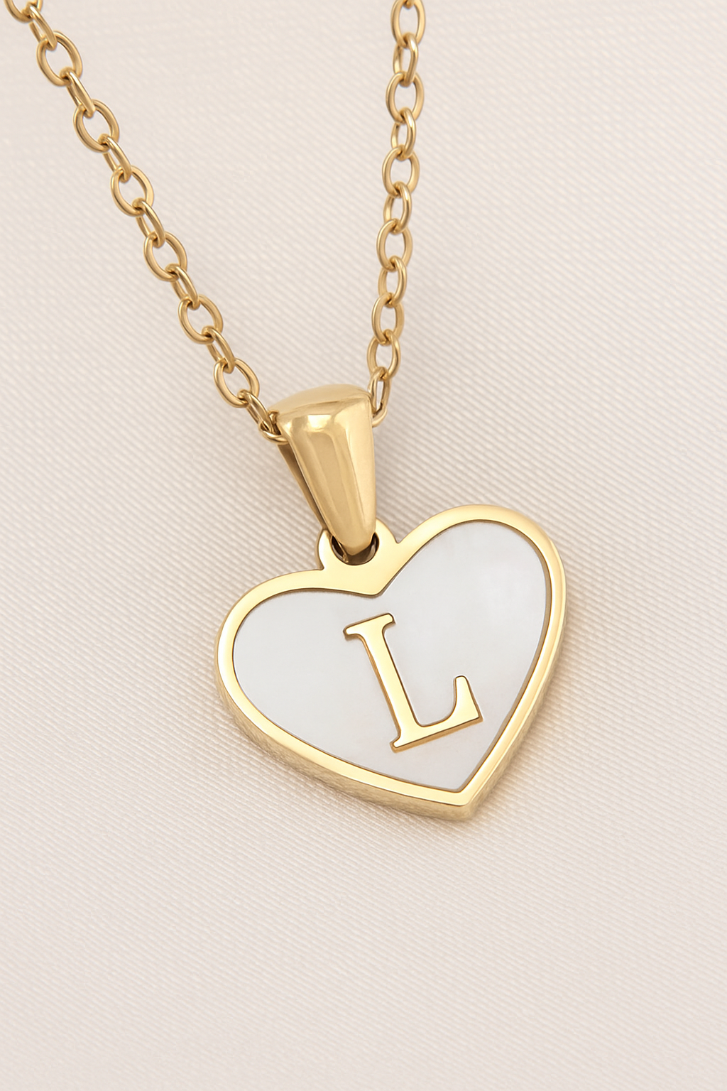 Personalized Heart Initial Necklace – A–Z Mother-of-Pearl Gold Pendant