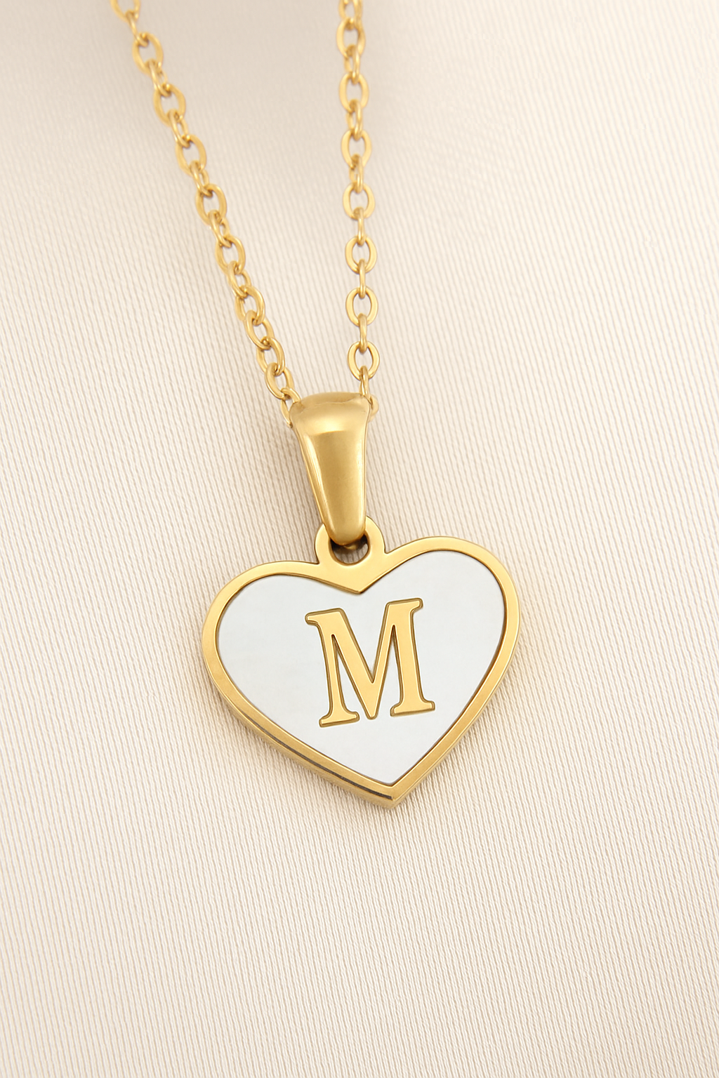 Personalized Heart Initial Necklace – A–Z Mother-of-Pearl Gold Pendant