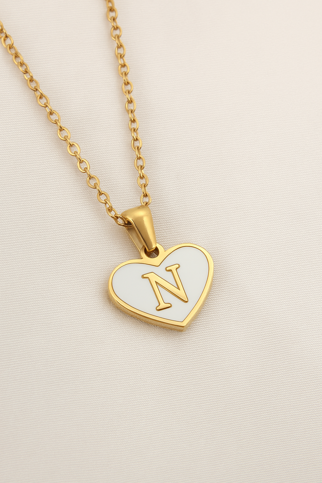 Personalized Heart Initial Necklace – A–Z Mother-of-Pearl Gold Pendant