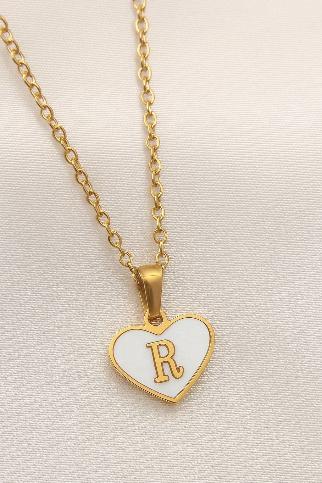 Personalized Heart Initial Necklace – A–Z Mother-of-Pearl Gold Pendant