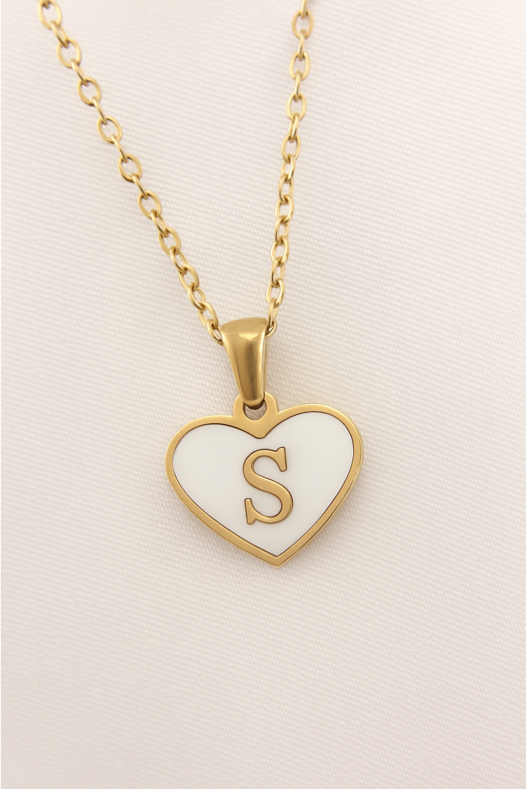 Personalized Heart Initial Necklace – A–Z Mother-of-Pearl Gold Pendant