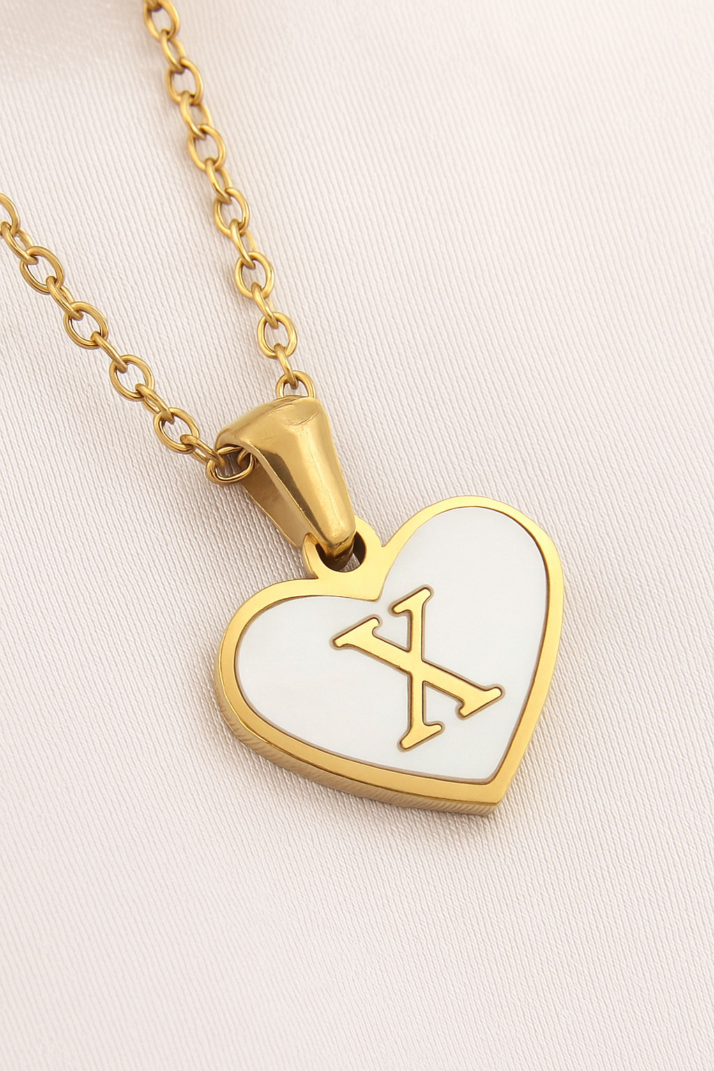 Personalized Heart Initial Necklace – A–Z Mother-of-Pearl Gold Pendant