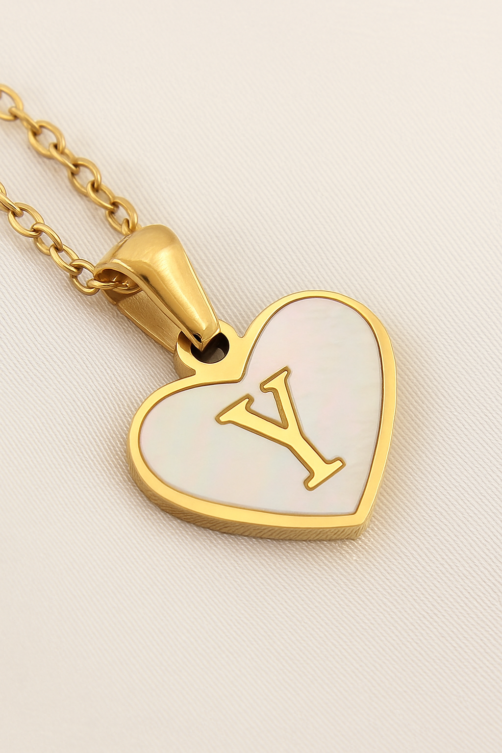 Personalized Heart Initial Necklace – A–Z Mother-of-Pearl Gold Pendant