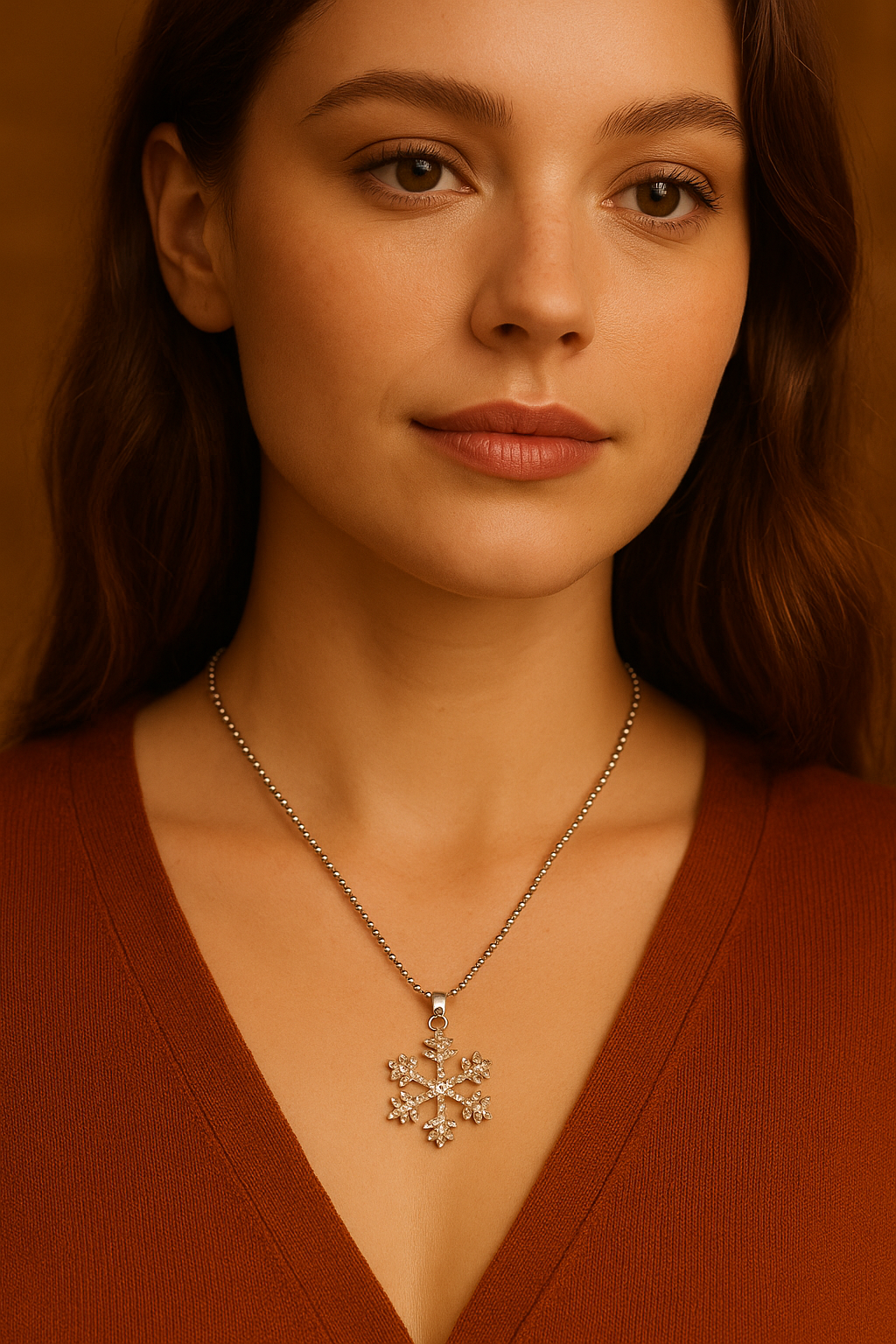 Crystal Snowflake Pendant Necklace – Premium Silver & Sparkling Zircon Crystals