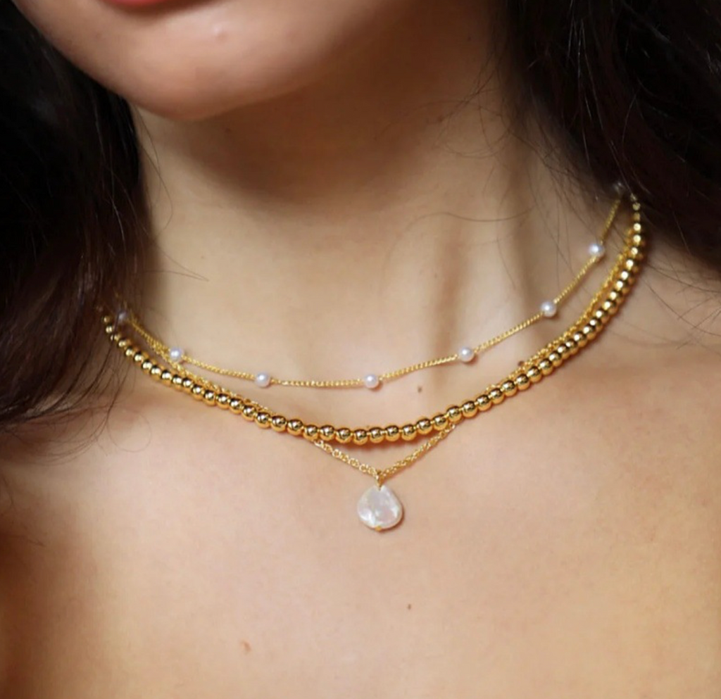 Golden Grace Pearl Chain Necklace – 18K Gold & Freshwater Pearls